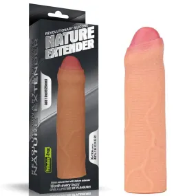 Nature Extender 1'' Silicone Uncut Sleeve - Flesh 2.5 cm Penis Extender Sleeve