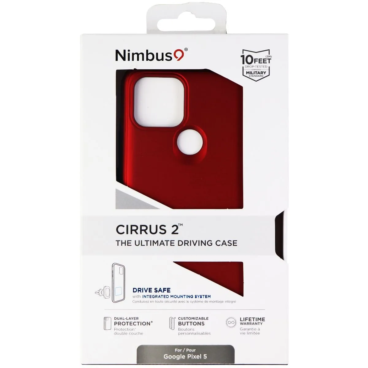 Nimbus9 Cirrus 2 Series Hard Case for Google Pixel 5 Smartphones - Red/Black