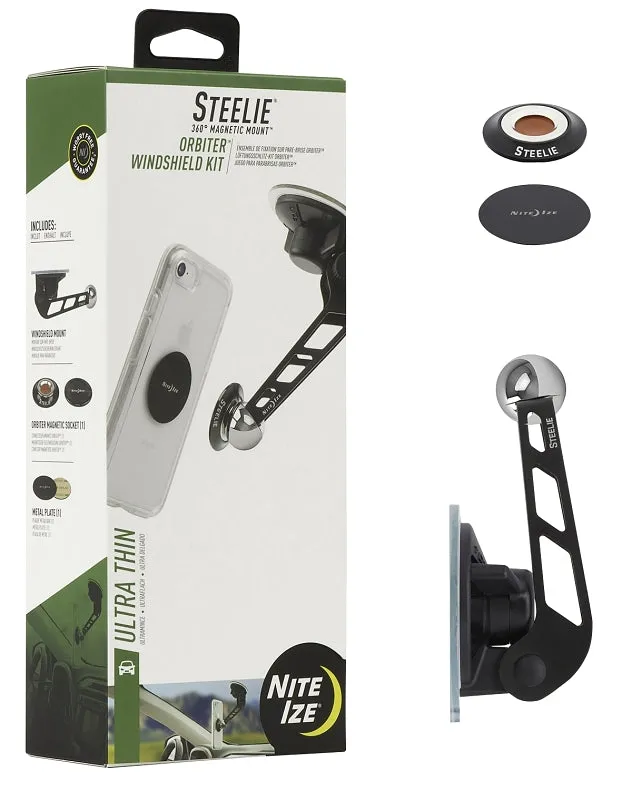 Nite Ize STOWK-01-R8 Orbiter Windshield Kit, Aluminum/Metal/Neodymium Magnet/Silicone, Black :CD: QUANTITY: 1