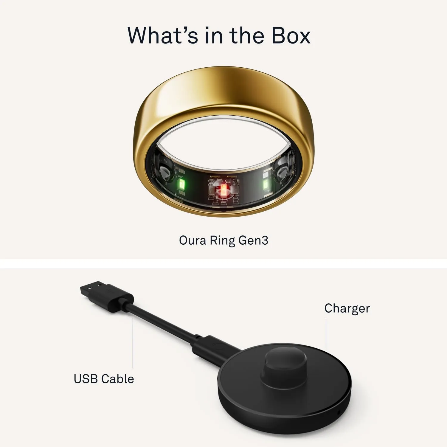 Oura Ring Gen3 Horizon - Gold - Size 8 - Smart Ring - Size First with Oura Ring Gen3 Sizing Kit - Sleep Tracking Wearable - Heart Rate - Fitness Tracker - 5-7 Days Battery Life