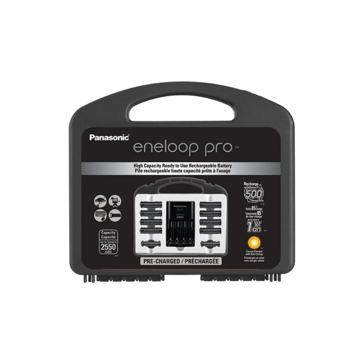 Panasonic eneloop pro High Capacity Power Pack with Charger, 8 AA and 2 AAA NiMH Batteries