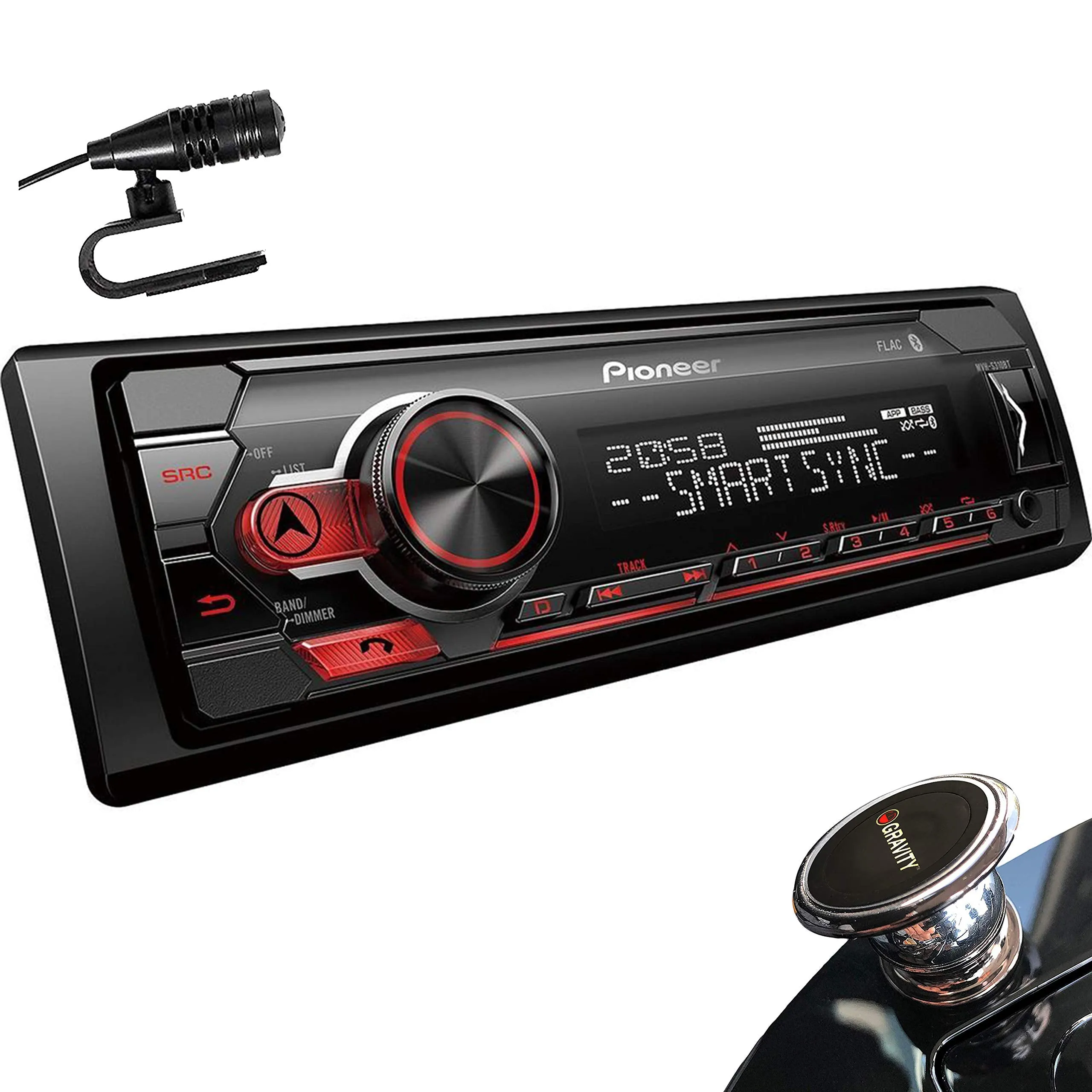 Pioneer MVH-S310BT Digital Media Receiver with Smart Sync App Compatibility, MIXTRAX, Built-in Bluetooth   2 Pairs of TS-F1634R 6.5" Car Speakers (4 Speakers)