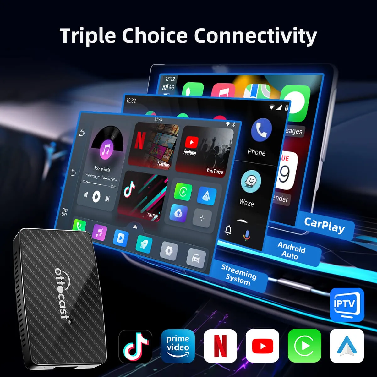 Play2Video Pro Wireless CarPlay/ Android Auto All-in-one Adapter