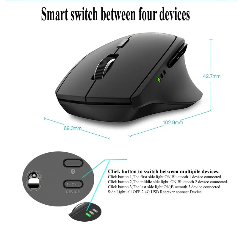 Rapoo Multi-mode Wireless Bluetooth Mouse Computer Gaming Mouse