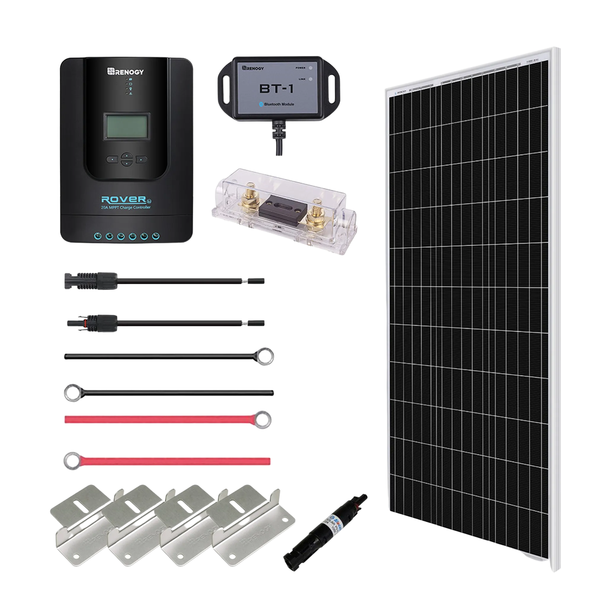 Renogy RNG-KIT-PREMIUM100D-RVR20-US 100 Watt 12 Volt Solar Premium Kit New