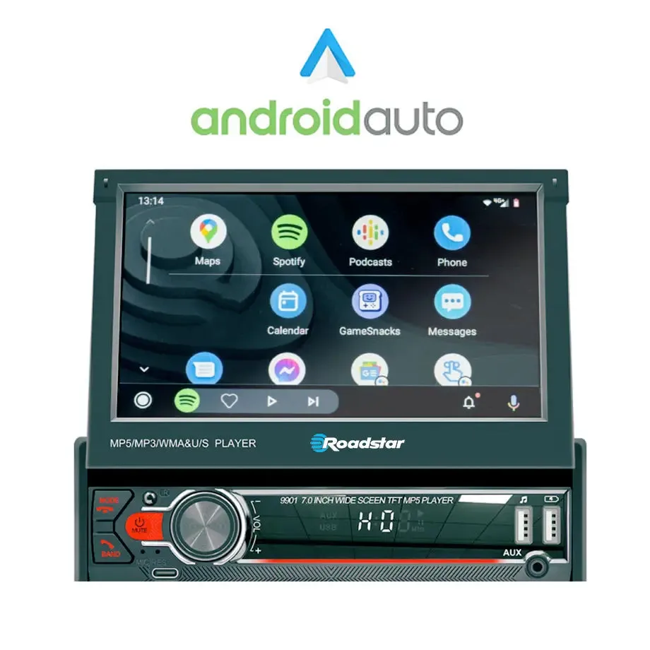 Roadstar - 7 Inch Multimedia Manual In-Dash System With Apple Carplay & Android Auto