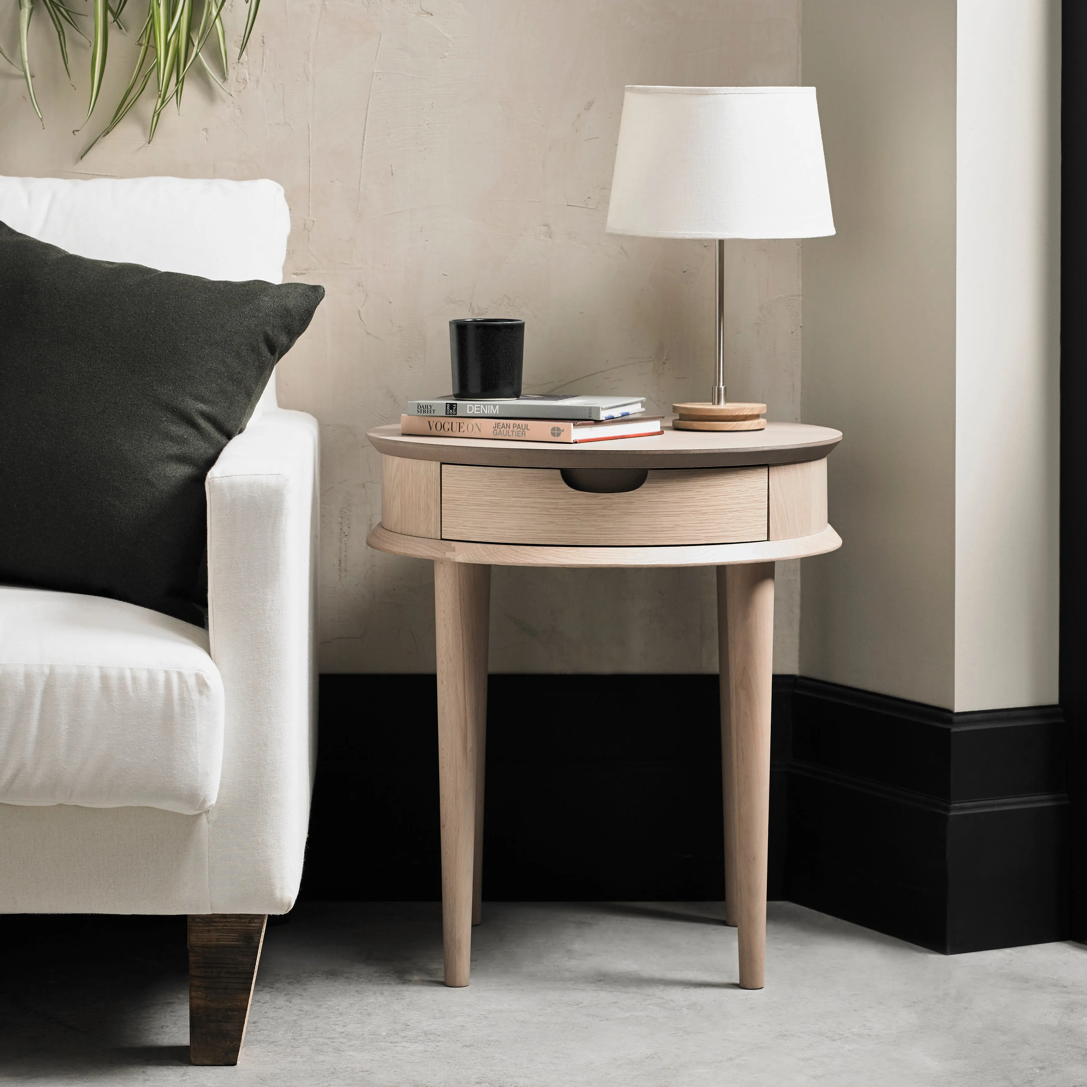 Round Oak Side Table