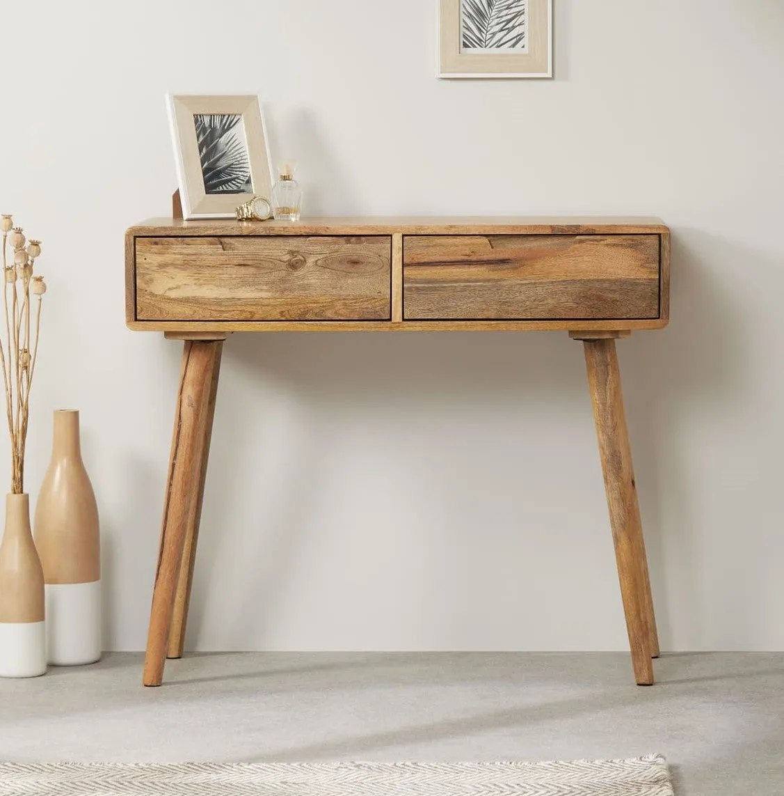 Rustic Mango Wood Dressing Table with 2 Drawers