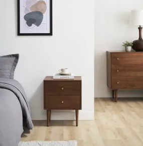 Scandinavian Walnut Oslo Bedside Table (Stained)