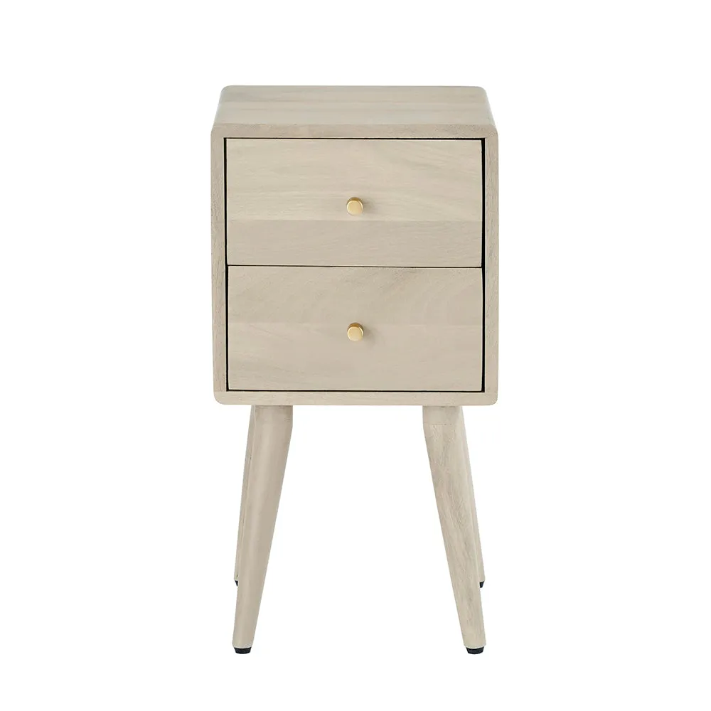 Scandinavian White Oak Logan Narrow Bedside Table