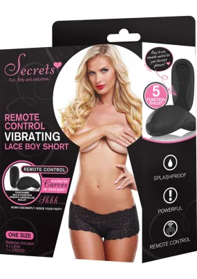 Secrets Boyshorts Vibrating WRemote Black One Size