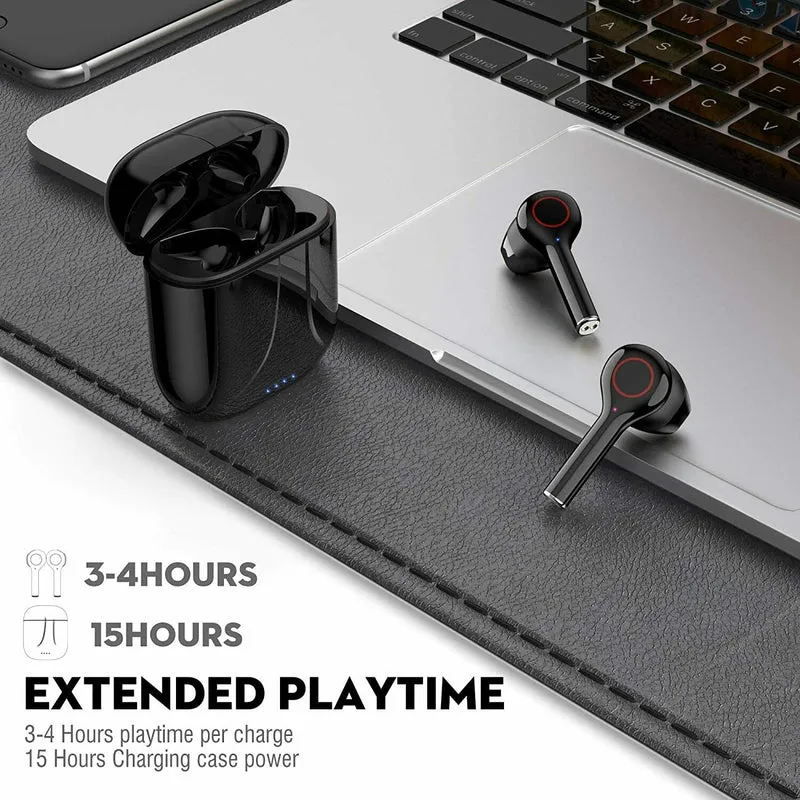 SMAXPLUS™ Waterproof HD Bluetooth Earbuds: Charging Case & Mic (iOS/Android Wireless Earphones)