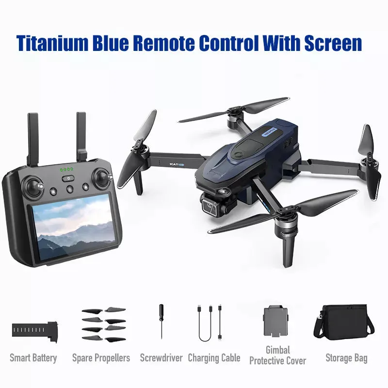 SMRC S840 PRO 8K Drone Titanium Blue 3-Axis Gimbal EIS Camera Intelligent Obstacle Avoidance 5G GPS Quadcopter with Screen Remote Control