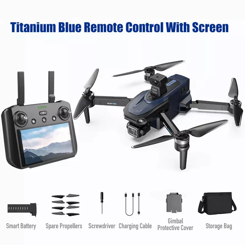 SMRC S840 PRO 8K Drone Titanium Blue 3-Axis Gimbal EIS Camera Intelligent Obstacle Avoidance 5G GPS Quadcopter with Screen Remote Control