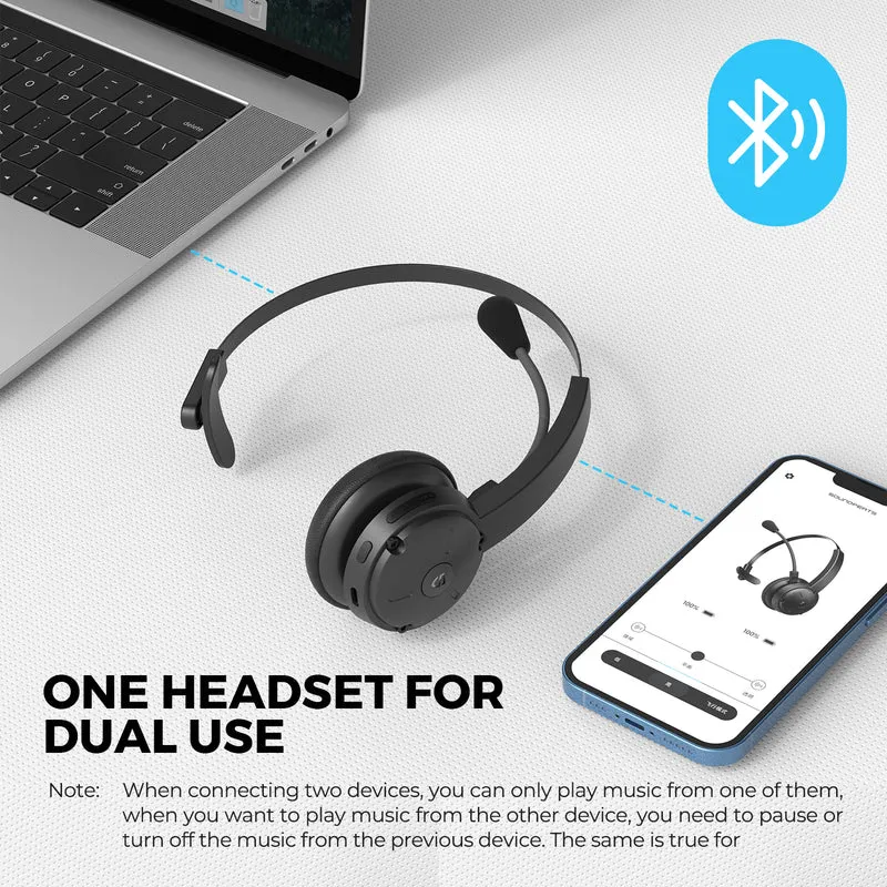 SOUNDPEATS A7 Pro AI Noise Cancellation Trucker Bluetooth Headset