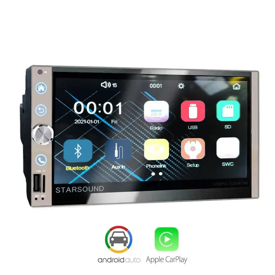 Star Sound SSMP5-7650BTAC 7 Inch - MP5 Media Player With Apple Carplay & Android Auto