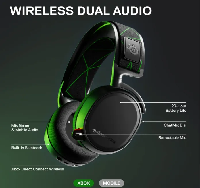 SteelSeries Arctis 9X 61481 Wireless Gaming Wireless Bluetooth Headset for Xbox