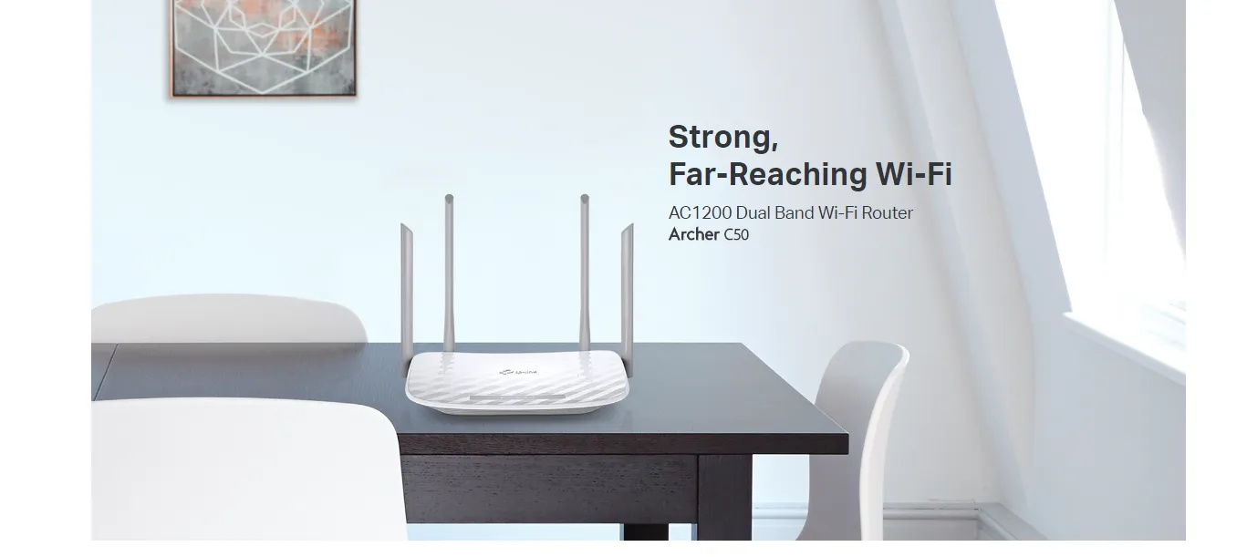 TP-LINK ARCHER C50 AC1200 DUAL BAND WIRELESS WI-FI ROUTER W/4 EXTERNAL ANTENNAS