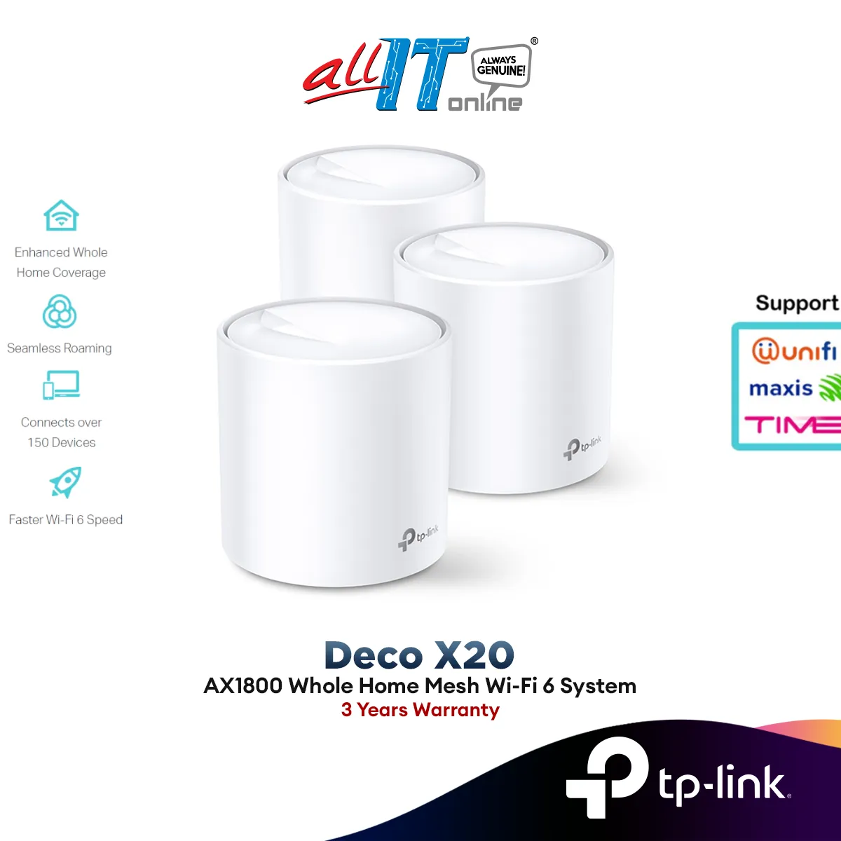 TP-Link AX1800 Wireless Repeater Deco X20 (1 Pack / 2 Pack / 3 Pack)