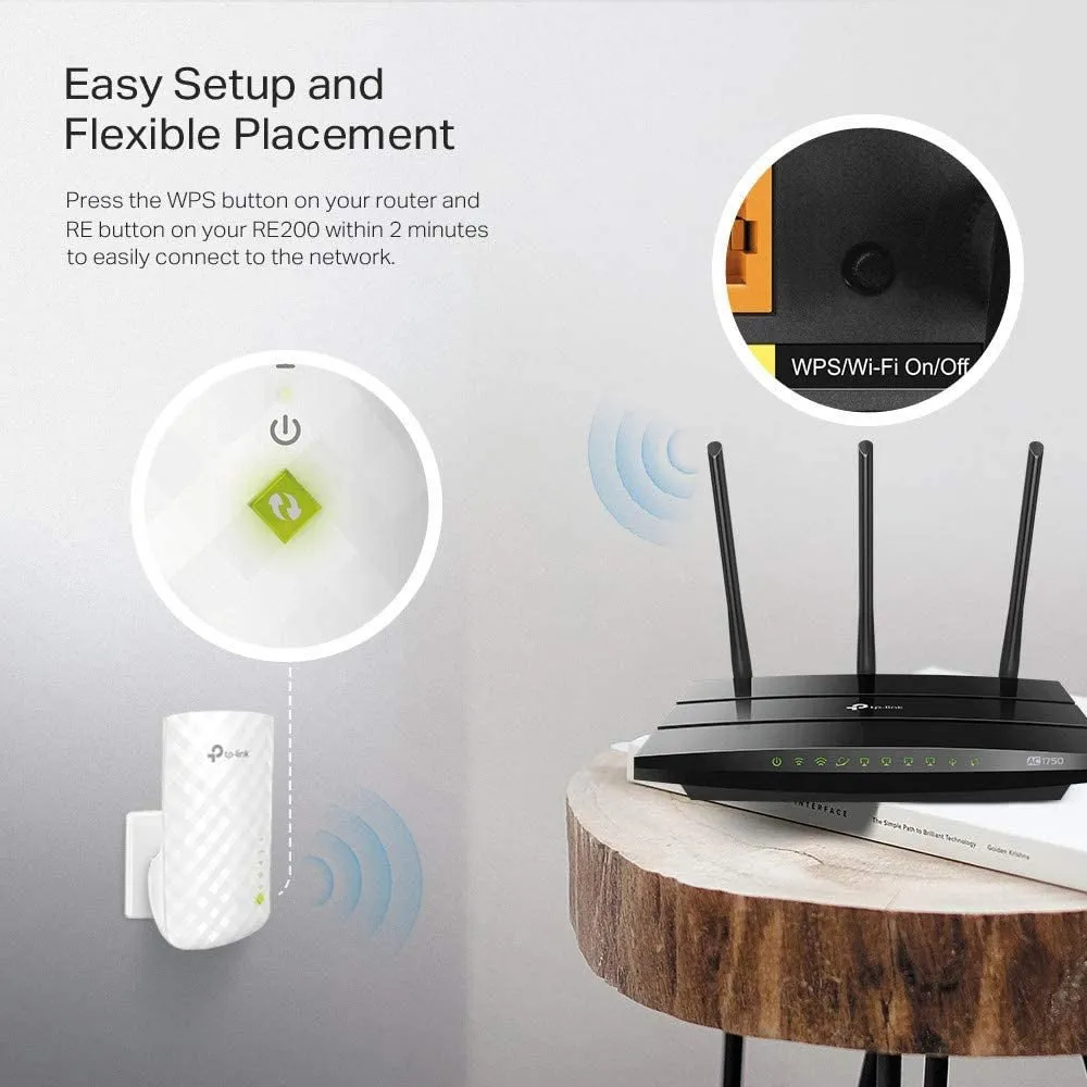 Tp-Link Re200 Ac750 Universal Dual Band Range Extender, Wi-Fi Extender Plug And Play