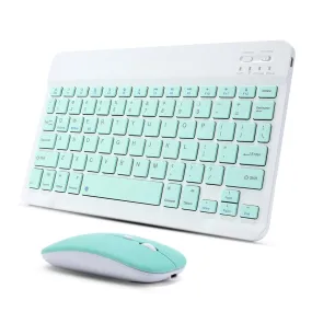 Ultra-Slim Rechargeable Portable Bluetooth Keyboard and Mouse Comb for Android Windows Tablet Cell Phone iPhone - Light Blue