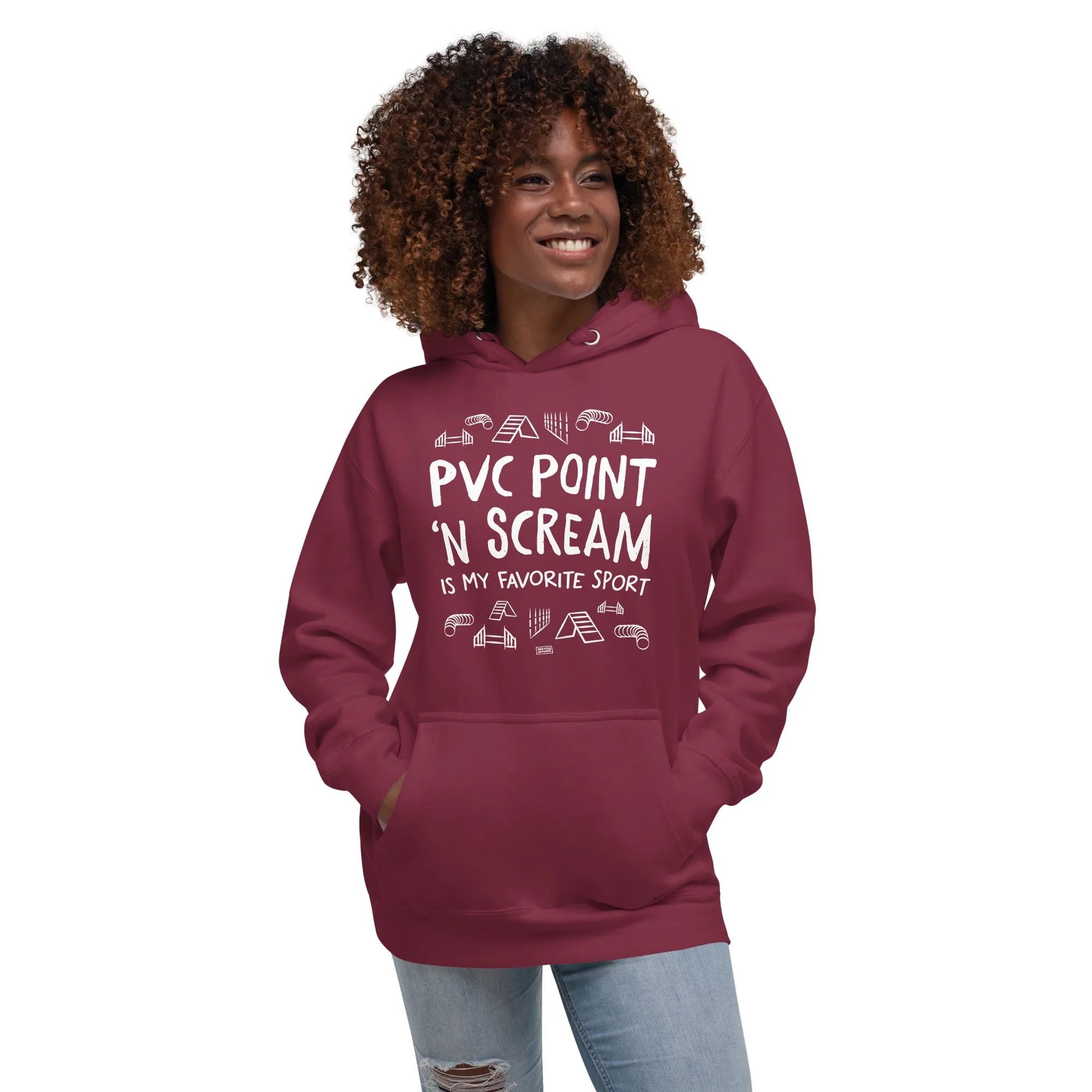 unisex hoodie: pvc point 'n scream