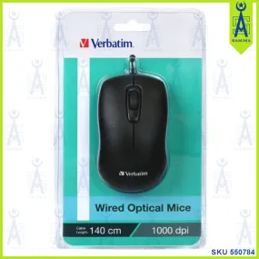 VERBATIM WIRED OPTICAL MOUSE 140CM 65996