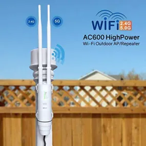 WAVLINK AC600 Outdoor Weatherproof Wi-Fi Range Extender-Dual Band 2.4 & 5GHz Long Range Wireless Internet Signal Extender Booster&Router/AP/Repeater/WISP Mode with POE,No WiFi Dead Zones for Home