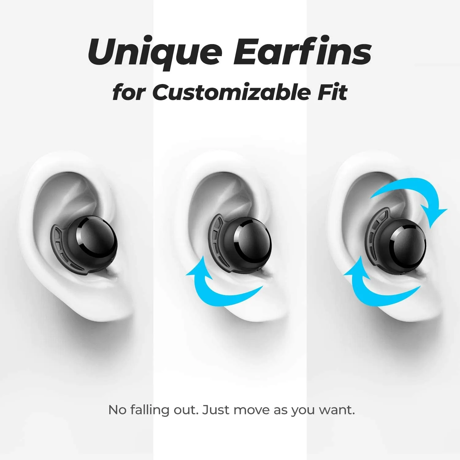 Wireless Earbuds, Tribit 100H Playtime Bluetooth 5.0 IPX8 Waterproof Touch Control True Wireless Bluetooth Earbuds with Mic Earphone In-Ear Premium Deep Bass Built-In Mic Headphones