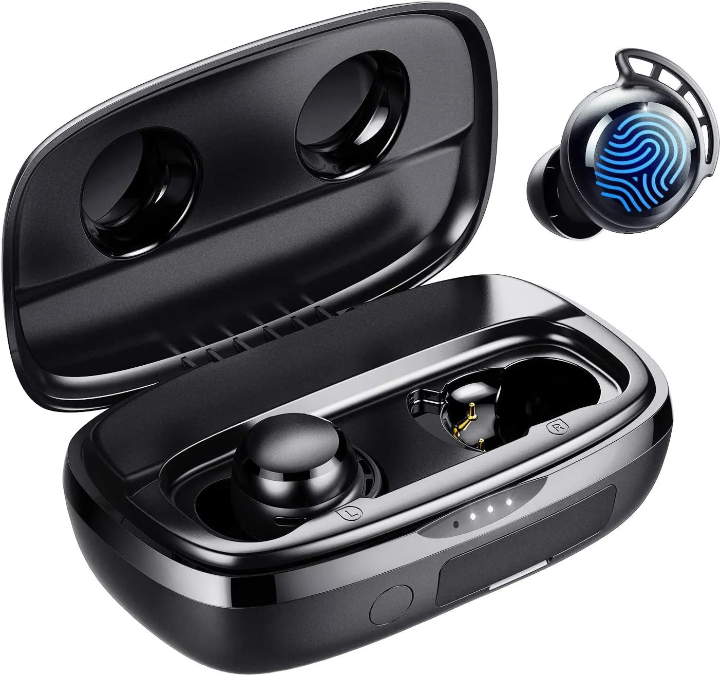 Wireless Earbuds, Tribit 100H Playtime Bluetooth 5.0 IPX8 Waterproof Touch Control True Wireless Bluetooth Earbuds with Mic Earphone In-Ear Premium Deep Bass Built-In Mic Headphones